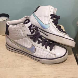 Nike high tops with iridescent detail. Women's 8.5